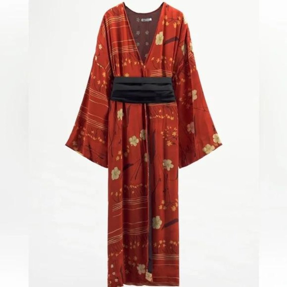 ZARA PRINTED SASH KIMONO